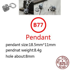 B77 S925 Sterling Silver Pendant Personligt mode Enkelt par Creative Cross Flower Ball Net Red Hip Hop Punk Style Jewelry Lover Gift