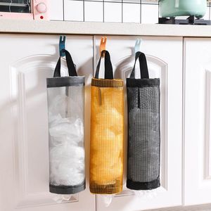 8PCS Hanging Garbage Bag Dispenser Organization Sets Storage Bag Kitchen Wall Trash Bag Dispenser Wall-mounted Grocery Bag Holder Nylon Home Accessory Organizer