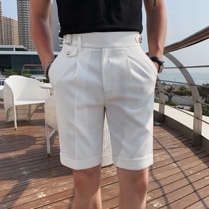 Men's Shorts 2022 Summer Thin Mens Shorts Fashion Business Casual Dress Suit shorts Male England Straight Streetwear Five Points Pants 29-36 AA230328