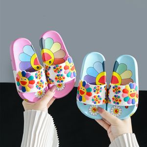 Slipper Summer Childrens Slider Flower Mönster Anti Slip Cute Cartoon Boy Girl Girl Bekväm mjuk hemreglage Skor barn 230329