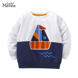 Giubbotti Little Maven 2023 Neonati maschi Autunno Abbigliamento casual Felpa in cotone con barca Moda Top per bambini 2 7 anni 230329
