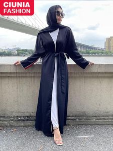 Ropa étnica musulman de modo negro abaya ramadán pavo pavo islámico abayat mujeres africanas túnica larga musulmana dubai kaften kimono