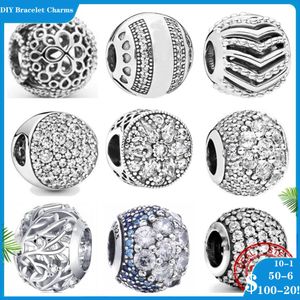 925 Siver Beads Charms for Pandora Charm Bracelets Designer для женщин с цветочным рисунком Openwork Openwork