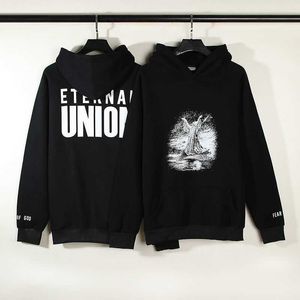 American High Street Fog x Union Eternal Letter Print Retro Distressed Loose Sweater Hoodie