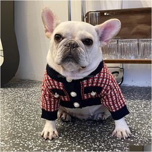 Dog Apparel Designer Pet Net Red Tide Brand Autumn And Winter Sweater Small Fragrance Princess Teddy Cat Cute Clothes Two Legs Wear Dhazh