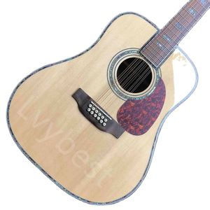 LvyBest personalizado Grand Solid Spruce Top 12 Strings Rosewood Back Side 45 D Style Body Body Acoustic Electric Guitar