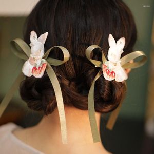 Tkanina stołowa cosplay lolita hanfu Hair Akcesoria słodkie hafty truskawkowe haft do włosów kwiat łuk klipowy