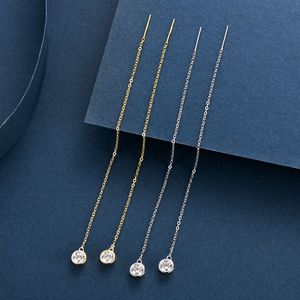 Ear Cuff Iogou Long Chain Earrings 5mm Drop Tassel Wedding Earrings For Women 925 Silver Dangle Virgin Girls 14k Gold Plated 230328