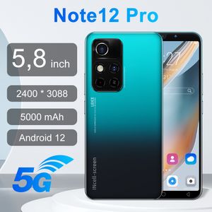 5.8 inç Damla Ekran Not 12 Pro Cep Telefonları Akıllı Telefon 5G Ağ 64G 128G 256G 1T Toptan Cep Telefonu