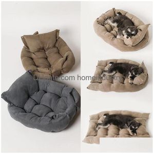 Kennels Pens Dog Kennel Cushion 11 Colors Mtifunctional Folding Easy To Clean Up Large Medium And Small Dogs Square Warmth Soft Mt Dhiab