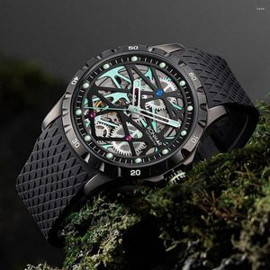 Wristwatches Luxury Skeleton Watch Automatic Men Mechanical Top Brand 43mm Luminous Watches Sports Waterproof Clocks RONMAR 2023