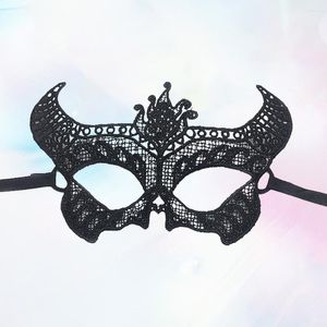 Motosiklet Kaskları Mask Masquerade Siyah Dantel Maskeleri Kadın Göz Venedik Bayan Horn Mardi Kostüm Parti Eyemask