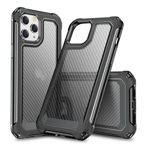 Luxury Carbon Fiber stötsäkert fodral för ny iPhone 15 14 13 12 11 Pro Max X XR XS Matte stötfångare Transparent 2 i 1 rustningskåpan