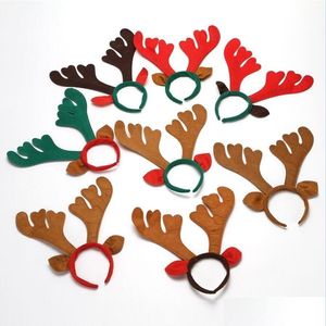 Dekoracje świąteczne klamra głowa Elk Hair Hoop Reindeer Ring Rosband Deer Horn Kids Adts Accessory Party Festival Decor Drop Del Dh5pj