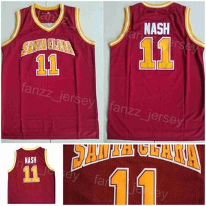 Santa Clara Broncos College 11 Steve Nash Jerseys Basketball University Team Kolor czerwony dla fanów sportowych oddychające haft koszulki i szycie mężczyzn NCAA