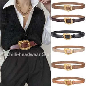Cinture Casual Donna Vera Pelle Cintura con fibbia intagliata vintage Le ragazze vestono la cintura dei pantaloni Jean per la moda femminile