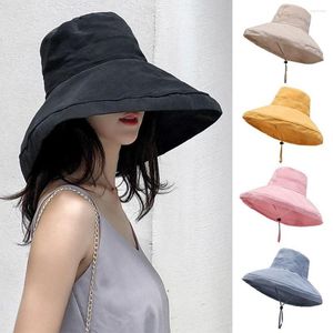 Berets Outdoor Wide Brim Foldable Casual Sun Cap Panama Hat Bucket Fisherman