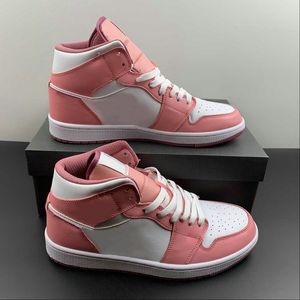 1 Mid GS Valentines Day Basketball Designer Shoes Coral Chalk Desert Berry White Womens Fashion Sport Zapatos Chaussures Sneakers kommer med Box Size36-46