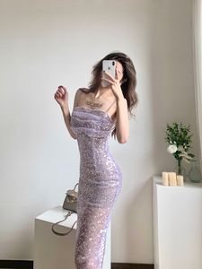 Abito estivo da donna con cinturino in paillettes paillettes shinny bling garza midi abito da festa lungo vestidos SML