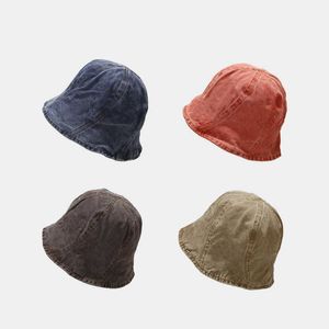 Wide Brim Hats New Women Men Washed Denim Solid Vintag Bucket Hats Lady Male Spring Summer Autumn Panama Fisherman Cap Hat for Women Men P230327