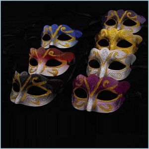 Festmasker mask med guld glitter venetian uni gnistrande maskerad mardi gras droppleverans hem trädgård fest leveranser dhk6m
