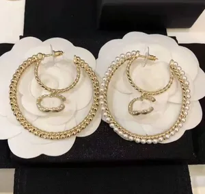 23SS 20Style Luxury Brand Designers Long Stud Copper 18K Gold Plated 925 Silver Geometric Women Circle Crystal Rhinestone Metal Earring Smyckespresent