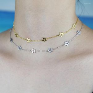 Цепочки деликатные изящные 925 серебряного серебряного ожерелья Fashion 2023 Star Charm Chokerchains
