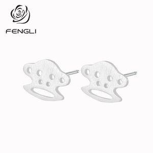 Stud Earrings FENGLI Cute Children Girls Charm Silver Monkey Big Mouth Earring Birthday Kid Kitty Jewelry Wholesale