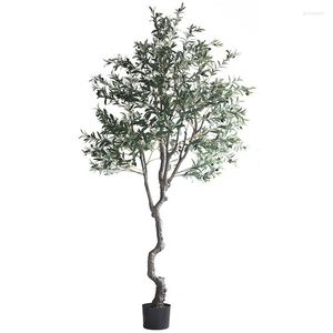 Dekoratif çiçekler 240 cm zeytin ağacı saksı bitki zemin kapalı mağaza dekorasyonu büyük ölçekli simülasyon sahte yeşil bonsai süsleri