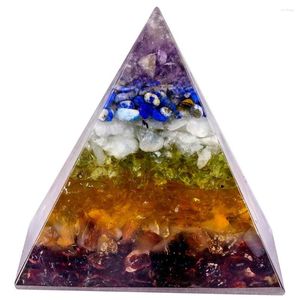 Jewelry Pouches TUMBEELLUWA Chakra Stone Orgonite Pyramid Energy Converter Healing Reiki Gravel Stones Orgone Resin Spiritual Home Decor