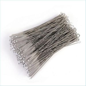 Cleaning Brushes Drinking Stainless Steel St Brush Metal Reusable Cocktail Cleaner Nylon For Drop Delivery Home Garden Housekee Orga Dhts8