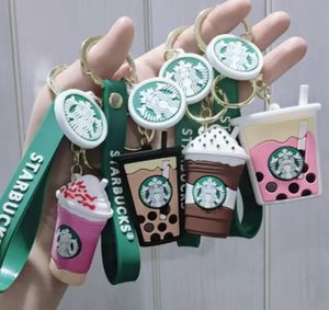 Dekompressionsleksaksgåva Starbucks Milk Tea Cup Key Chain Earphone Protective Sleeve Decorative Alloy Metal Pendant