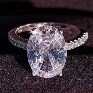 Solitaire Ring 2023 Neuheiten Luxus Oval Rosa Silber Farbe Ringe Für Frauen Hochzeit Engagement Finger Schmuck Einzigartiges Personalisiertes Geschenk R4588 Y2303