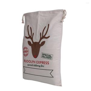 Christmas Decorations Vintage Gift Bag Decoration 1pcs Creative Santa Claus Deer Styles Drawstring Canvas Sack Rustic