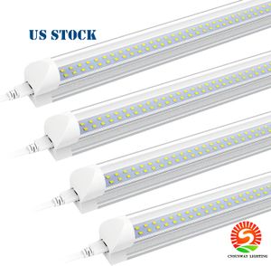 Dubbele rij 8ft LED -verlichting T8 Geïntegreerde buis 72W SMD 2835 LED -gloeilampen 110lm/W 2,4 m LED -verlichting Fluorescent Lamp armatuur