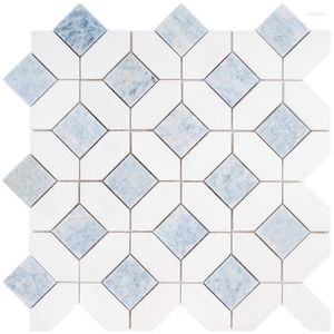 Wallpapers Natral Blue And White Marble Stone Mosaic For Living Room Bathroom Kitchen Backsplash Decoration