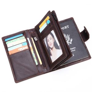 Wallets 2023 Passport Wallet Men Genuine Leather Travel Cover Case Document Holder Large Capacity Card Coin Purse J501
