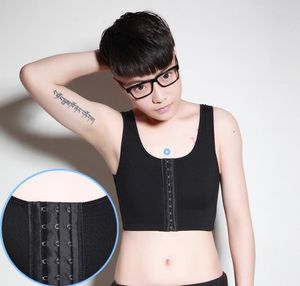 Yoga Outfit Undershirt With Elastic Band Open Front Short Les Chest Binder Sport Tank Top Bustiers Tomboy Bust Bra Nylon Spandex