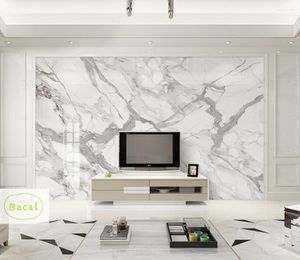 Wallpapers Bacal Custom Po Wallpaper 3D Living Room Bedroom Sofa Backdrop Wall Murals White Marble Papier Peint Mural