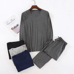 Men's Sleepwear Spring/Autumn Men's Modal Viscose Thin Long Sleeve Pants Air Conditioned Pajamas Pullover Solid Color Set Summer Men's Pajamas 230330