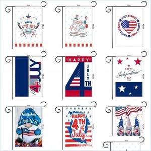 Banner Flags Newusa Independence Day Pongee Garden Flag 30x45cm Happy 4th Jy Outdoor Hanging Gnomes Design CG001 Drop Delivery Home DHV0Q