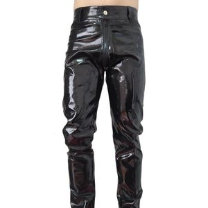 Pantaloni da uomo Sexy in ecopelle Wetlook Leggings attillati Clubwear Pantaloni con zip Autunno Baggy Moda Oversize Sport 230330