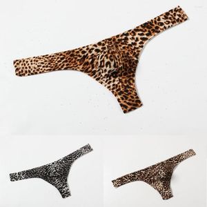 Underbyxor män underkläder thong leopard låg midjebulge påse vädjan sexig andningsbar grabben g-sträng tränger underkläder mode man