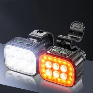 Lights Bicycle Front Rear LED Light Set USB Charge Cycling Headlight Taillight Light 6/24 Lamp Bead Waterproof Aluminum Alloy Bike Lamp