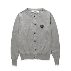 Projektantka Sweters CDG Play Com des Garcons Hearts Sweter Sweter Wool Wool Grey Crewneck Cardigan Rozmiar S