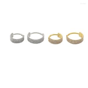 Hoop örhängen 3 linje zirkon örhänge kristallsegment ringklickare stål guld färg hög kvalitet 16 g mode kvinnor smycken