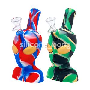 Silcone Alien Bongs 8inches Hookahs Vattenrör med glasskål Dab Oil Rig Rök Tillbehör