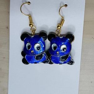 Cute Chinese Panda Charm Earrings Wholesale Traditional Handmade Fashion Ethnic Earrings Accessories Cloisonne Enamel Animal Earrings Women Gifts 10 pairs/lot