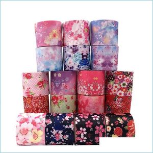 Geschenkverpackung 50 Yards/Rolle Grosgrain Ribbons Handmade Diy Hair Bow Material Birthday Party Decoration 20 Patterns Drop Delivery Dh784
