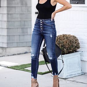 Women's Jeans Spring 2023 Clothing For Women High Waist Pencil Pants Casual Streetwear Trousers Ripped Washed Skinny Vintage Y2K 230330